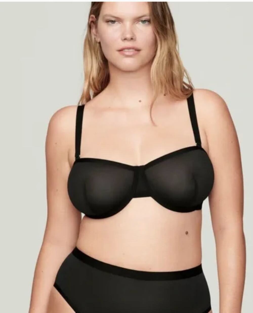 CUUP The Balconette Black Sheer Underwire Bra New Size 38G Womens